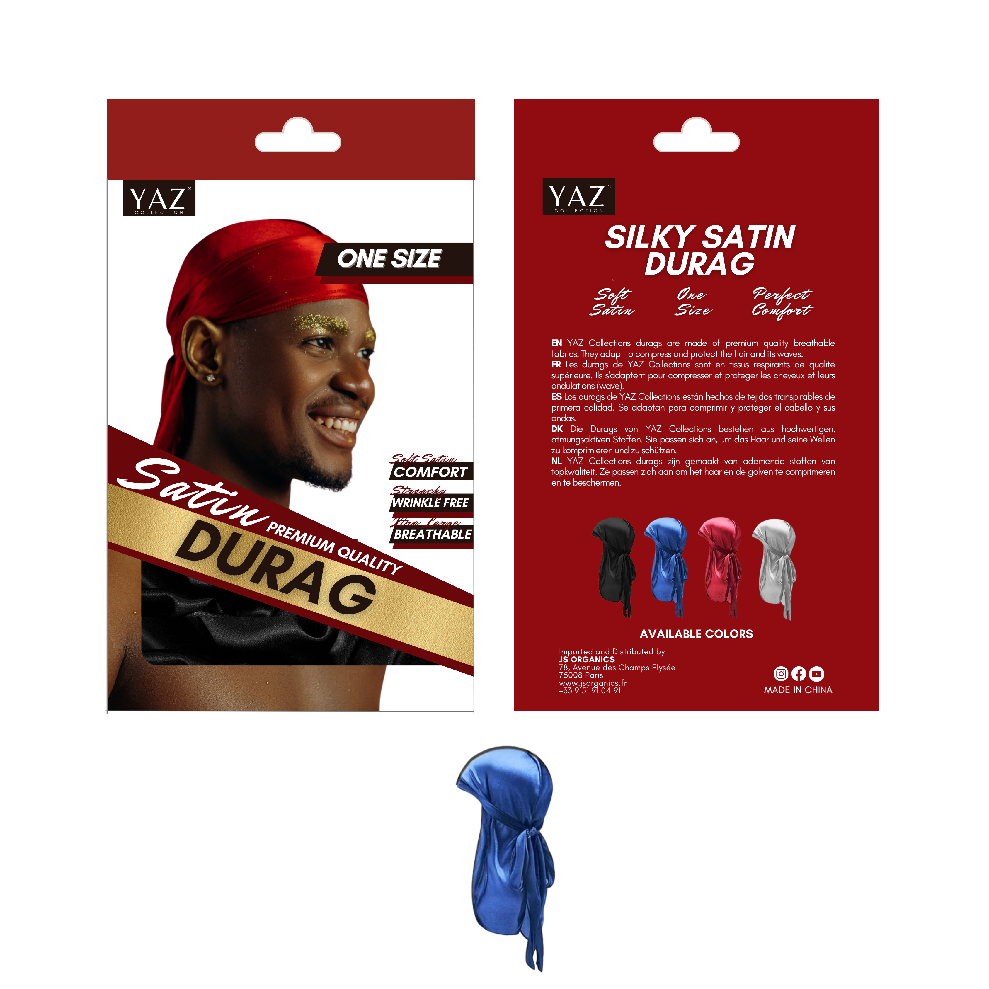 Yaz Collections - Silky Satin Durag BLUE JS0539